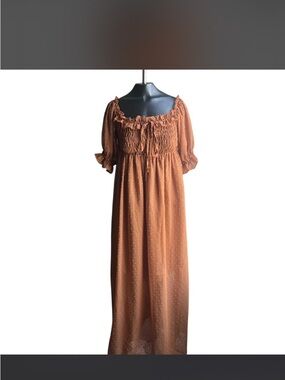 Women’s Rust Brown Smocked Maxi Dress